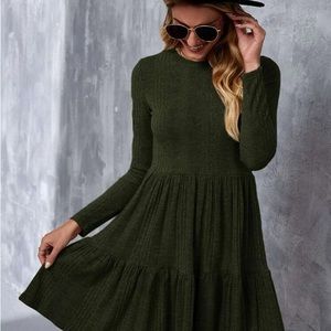 Solid Ruffle Hem, A line dress